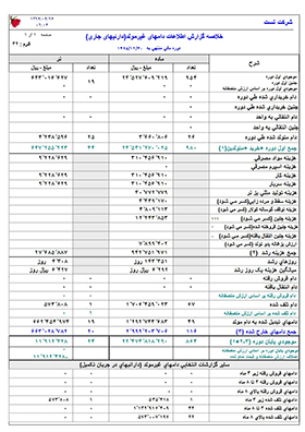 خلاصه گزارش اطلاعات دامهای غیر مولد(دارائیهای جاری) 